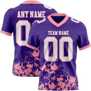 Custom Purple White-Medium Pink 3D Pattern Splash Authentic Football Jersey