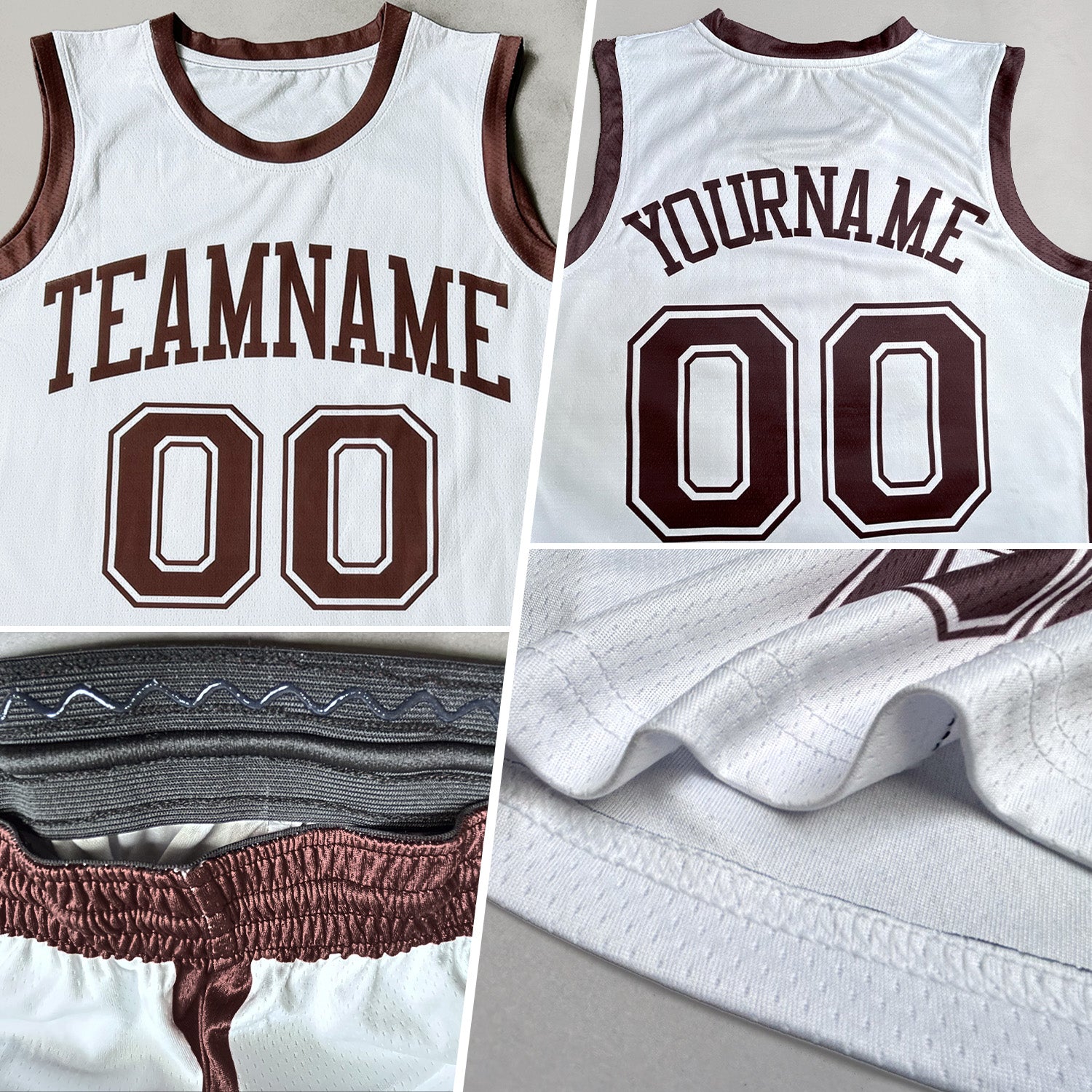 Custom Brown Blue Round Neck Suit Basketball Jersey - Image 2