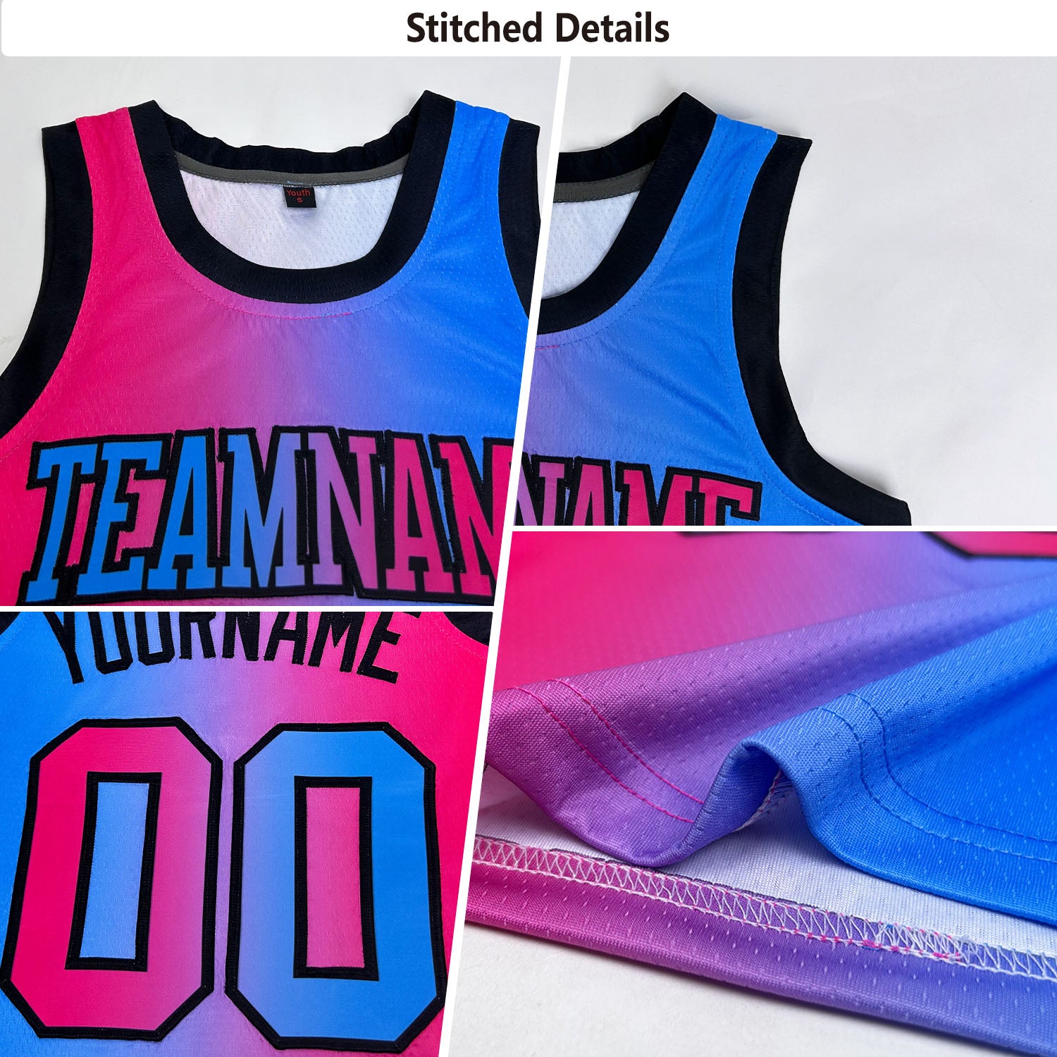 Custom Royal Red-Black Authentic Gradient Fashion Basketball Jersey - Image 2