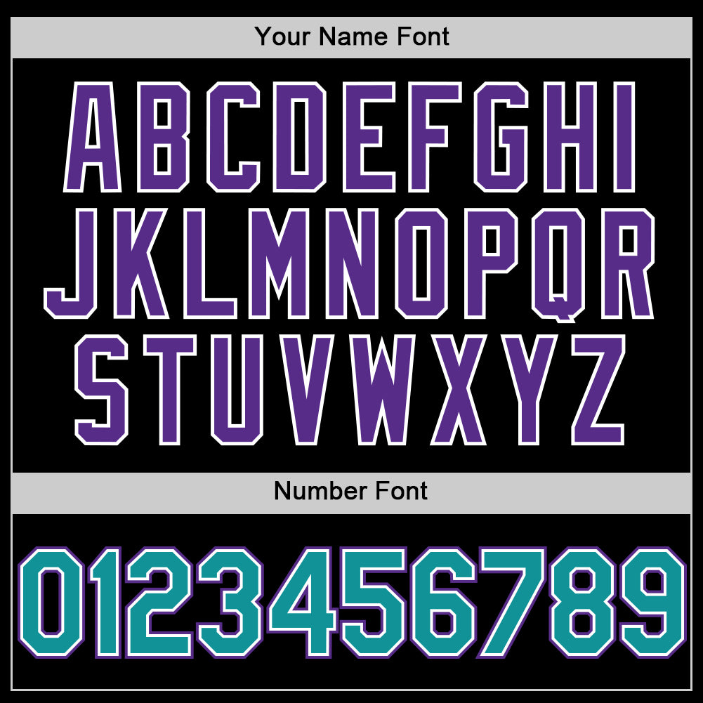 Custom Black Teal-Purple Bomber Full-Snap Varsity Letterman Lapel Collar Byron Jacket - Image 5