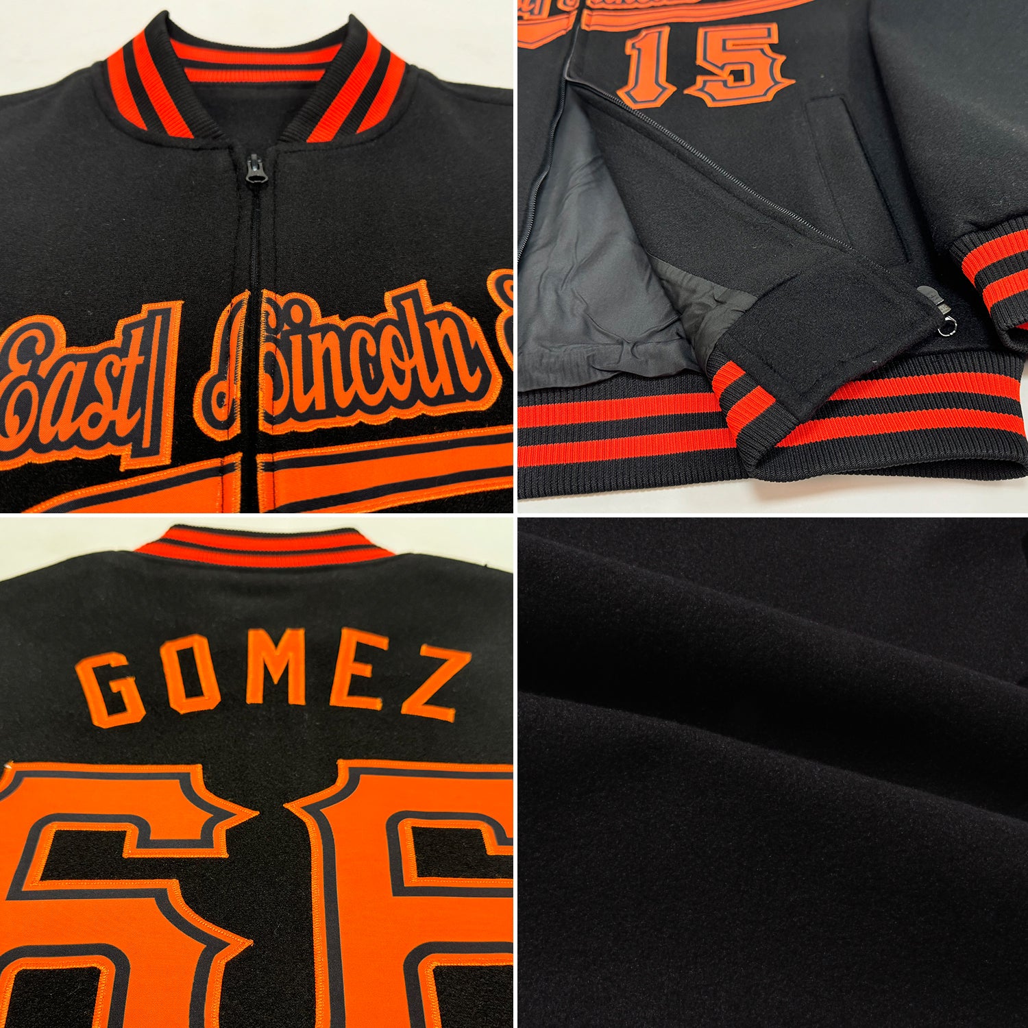 Custom Black Vintage Mexican Flag-Cream Bomber Varsity Letterman Zipper Jacket - Image 2