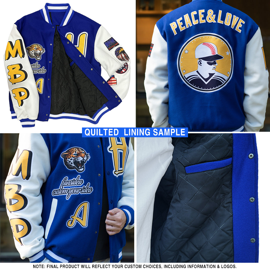 Custom Green Cream-Old Gold Bomber Varsity Letterman Two Tone Zipper Jacket - Image 3