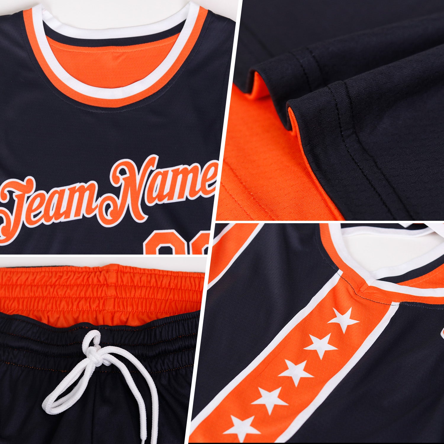 Custom Reversible Kelly Green White-Orange Double Side Star Sublimation Basketball Suit Jersey - Image 3