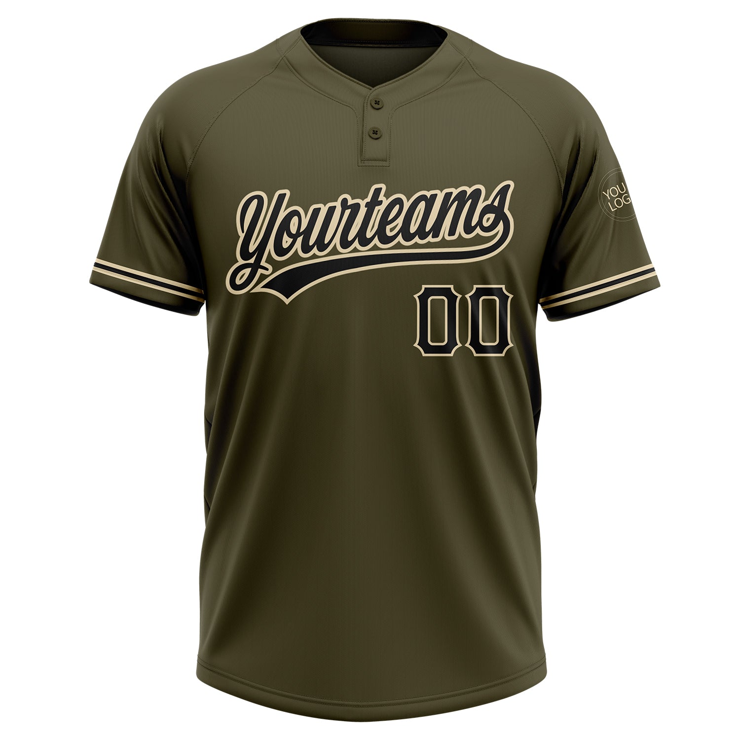 Custom Olive Black-City Cream Salute To Service Two-Button Unisex Softball Jersey - Image 2