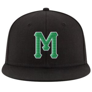 Custom Black Kelly Green-White Stitched Adjustable Snapback Hat