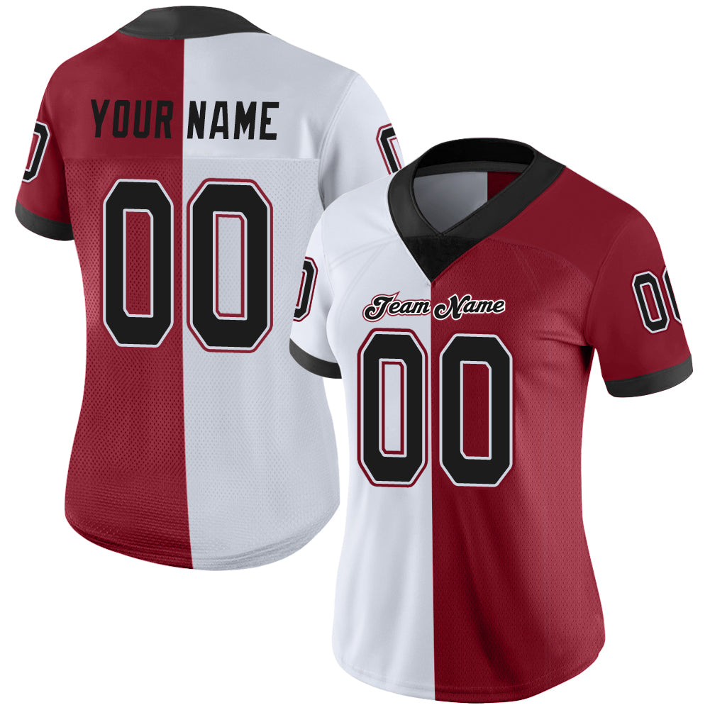 Custom Cardinal Black-White Split Fashion Football Jersey - Image 2